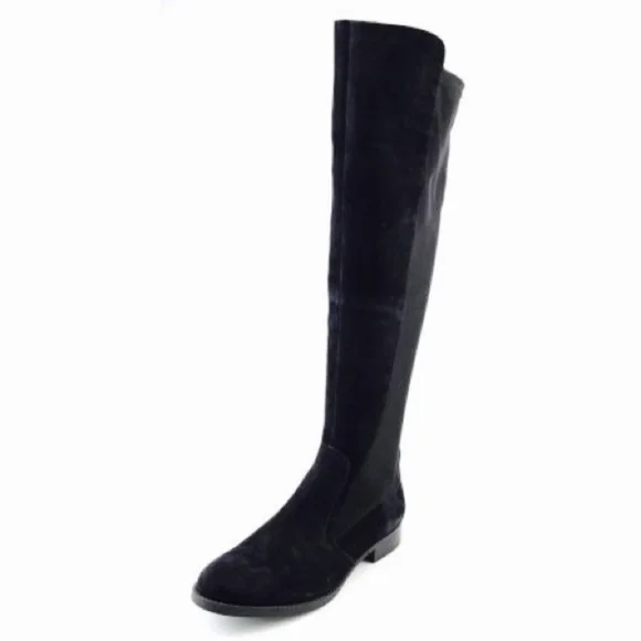 Audrey Brooke Tamela Over the Knee Black Suede Boots - Picture 2 of 6